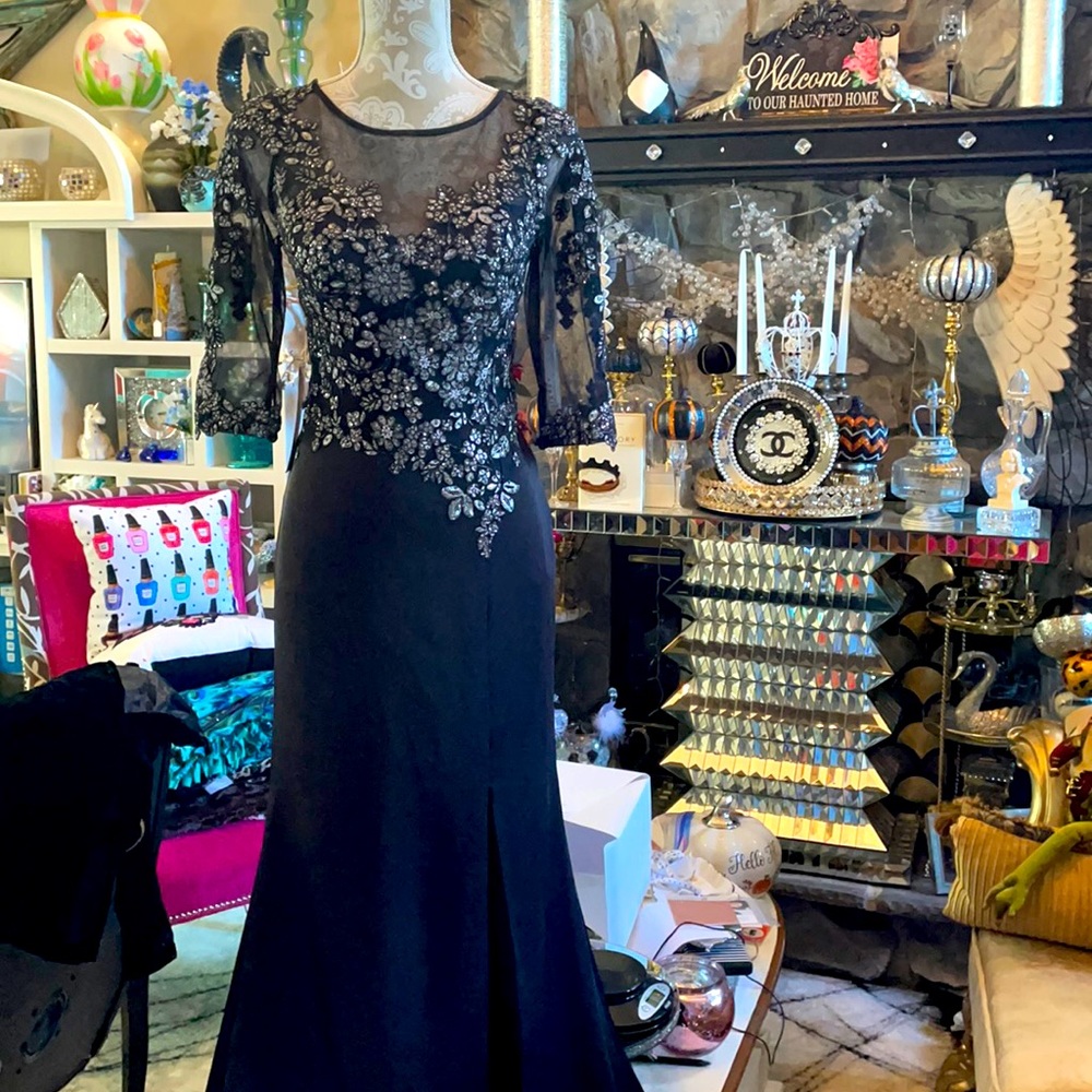 Azazie Black Embroidered Formal Gown